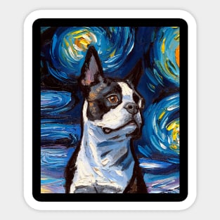 Boston Terrier Night (Portrait) Sticker
